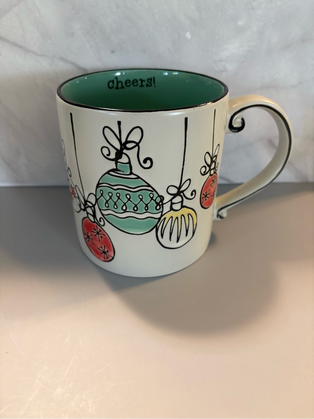 Ceramic Holiday Ornament Mug with Green Interior